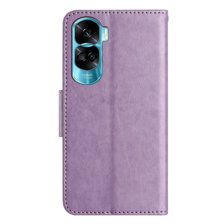 For Honor 90 Lite Butterfly Flower Pattern Flip Leather Phone Case