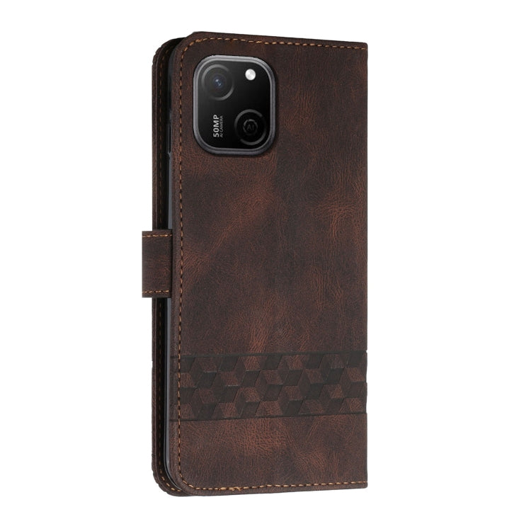 For Huawei Maimag A20 Cubic Skin Feel Flip Leather Phone Case