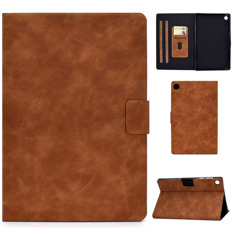 For Lenovo M10 Plus TB-X606F Cowhide Texture Horizontal Flip Leather Case with Holder & Card Slots & Sleep / Wake-up Function