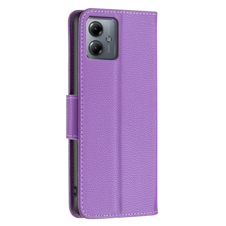 For Motorola Moto G14 4G Litchi Texture Pure Color Flip Leather Phone Case