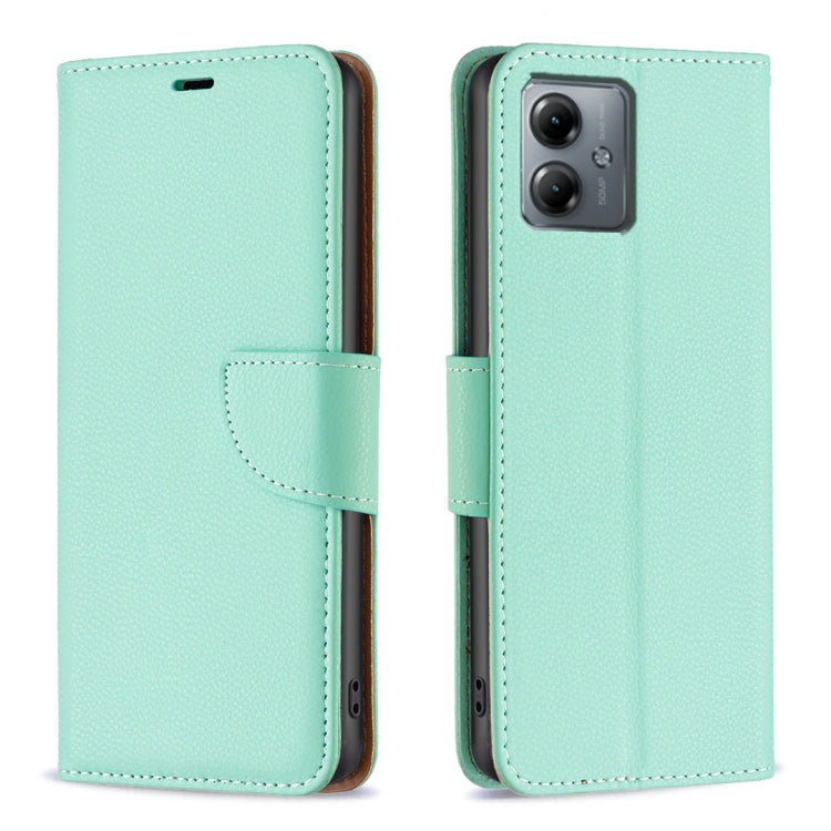 For Motorola Moto G14 4G Litchi Texture Pure Color Flip Leather Phone Case
