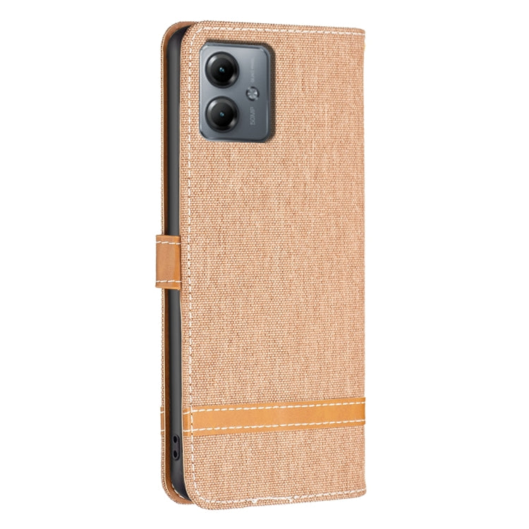 For Motorola Moto G14 4G Color Block Denim Texture Leather Phone Case