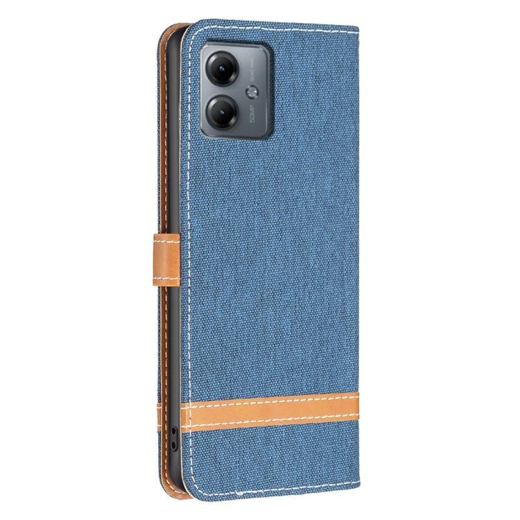 For Motorola Moto G14 4G Color Block Denim Texture Leather Phone Case