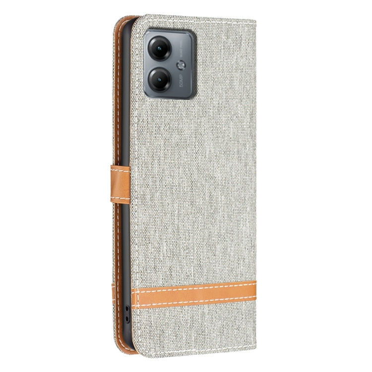 For Motorola Moto G14 4G Color Block Denim Texture Leather Phone Case