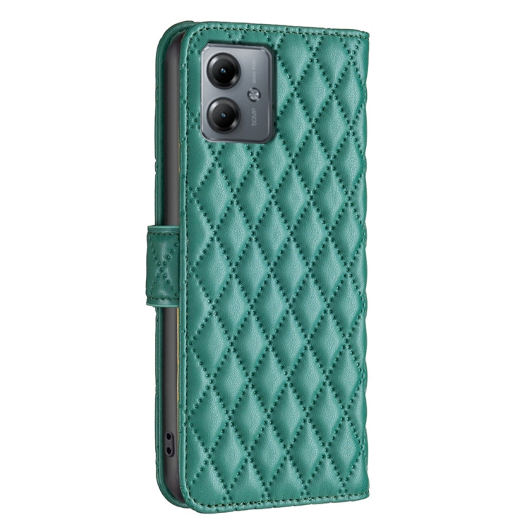 For Motorola Moto G14 4G Diamond Lattice Wallet Flip Leather Phone Case