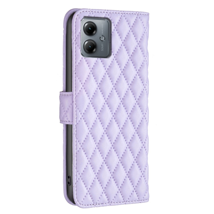 For Motorola Moto G14 4G Diamond Lattice Wallet Flip Leather Phone Case