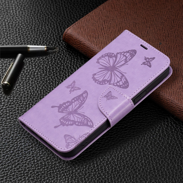 For Motorola Moto G14 4G Embossing Two Butterflies Pattern Leather Phone Case
