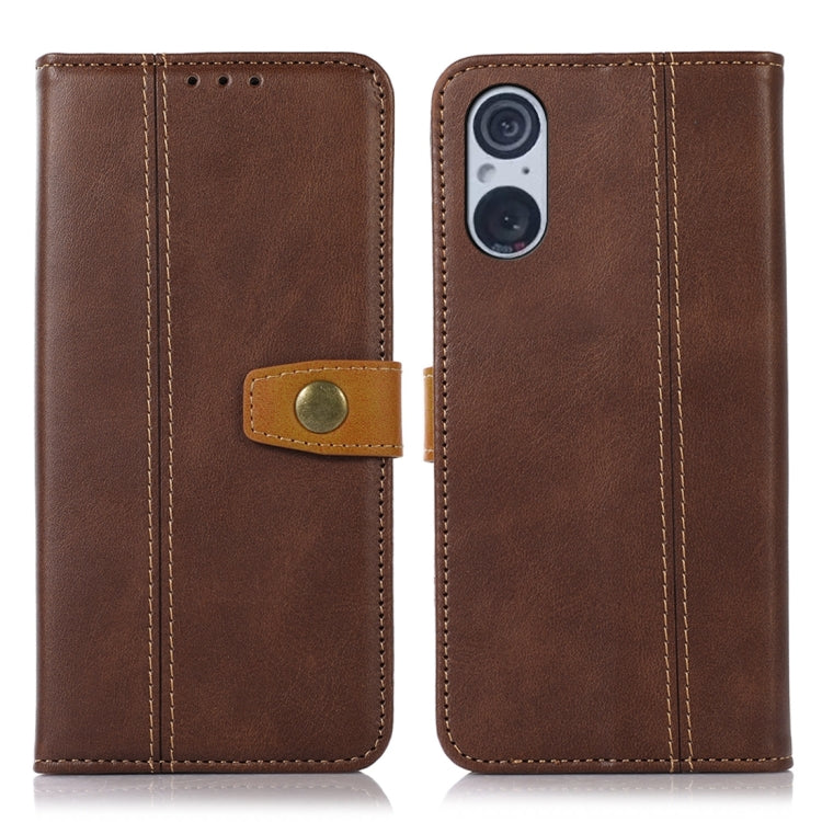 For Sony Xperia 5 V Stitching Thread Calf Texture Leather Phone Case