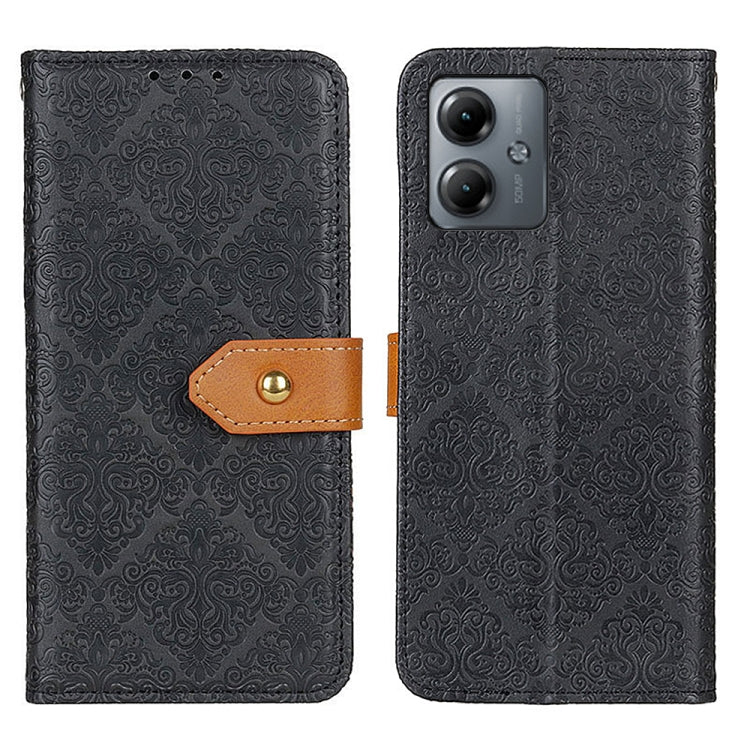 For Motorola Moto G14 4G European Floral Embossed Flip Leather Phone Case