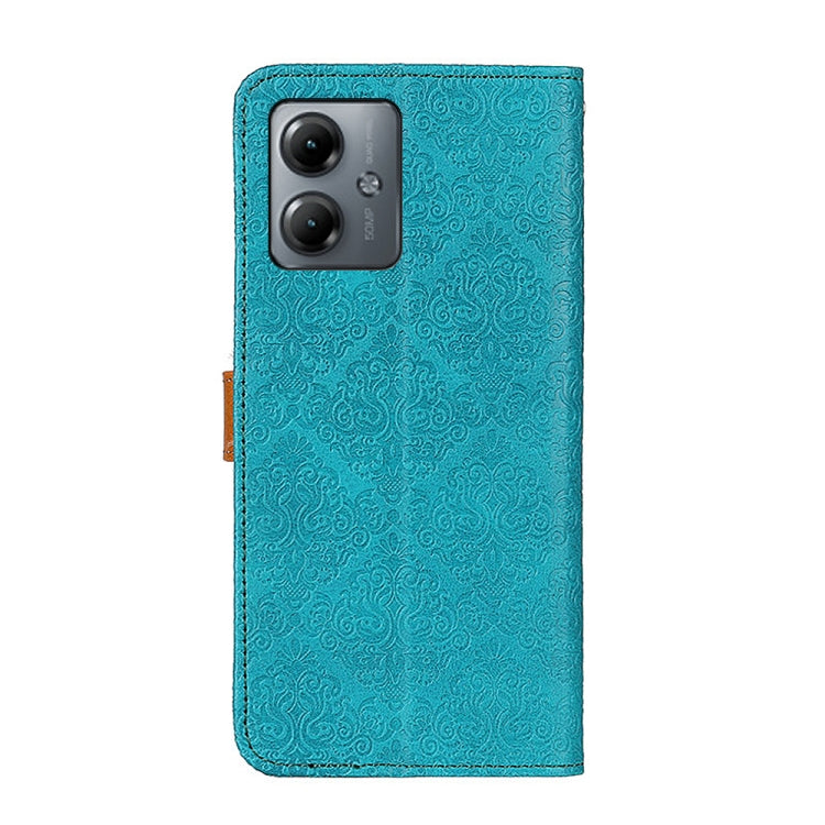 For Motorola Moto G14 4G European Floral Embossed Flip Leather Phone Case