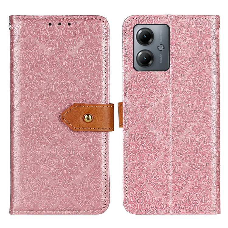 For Motorola Moto G14 4G European Floral Embossed Flip Leather Phone Case