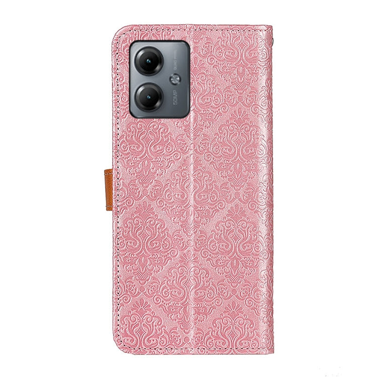 For Motorola Moto G14 4G European Floral Embossed Flip Leather Phone Case