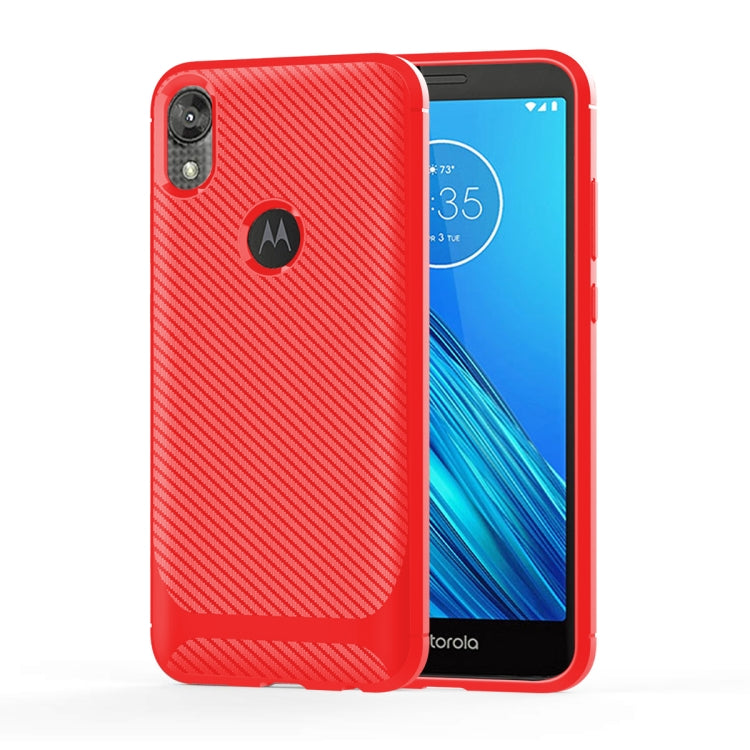 For Motorola Moto E6 Carbon Fiber Texture Shockproof TPU Protective Case