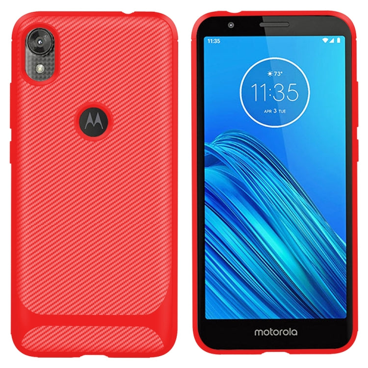 For Motorola Moto E6 Carbon Fiber Texture Shockproof TPU Protective Case