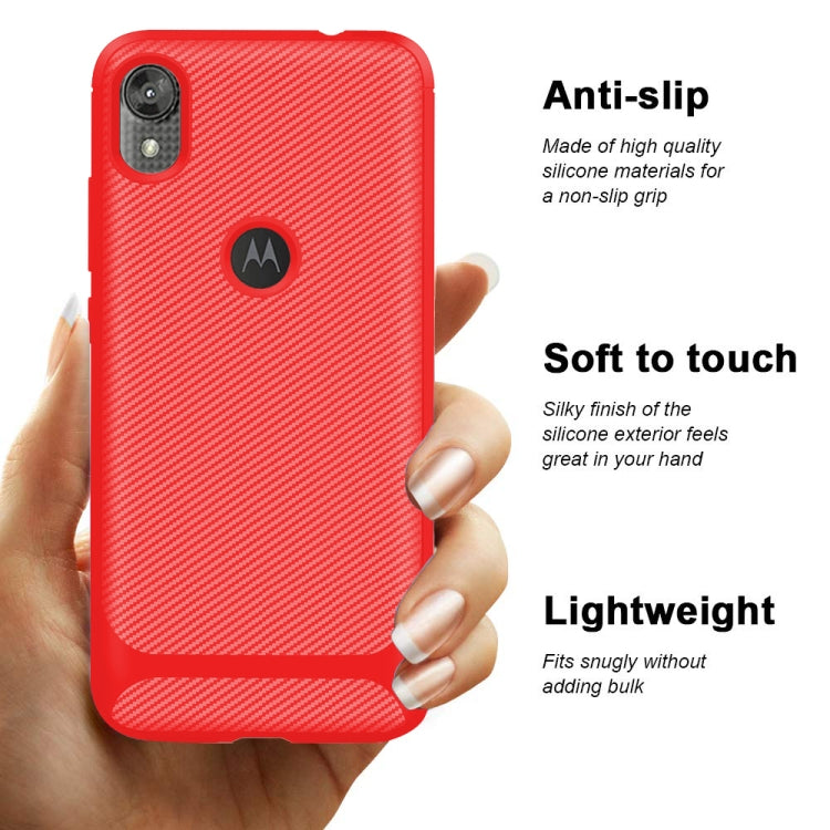 For Motorola Moto E6 Carbon Fiber Texture Shockproof TPU Protective Case