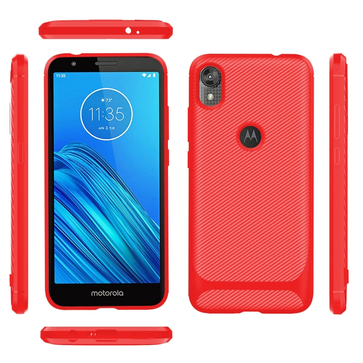 For Motorola Moto E6 Carbon Fiber Texture Shockproof TPU Protective Case