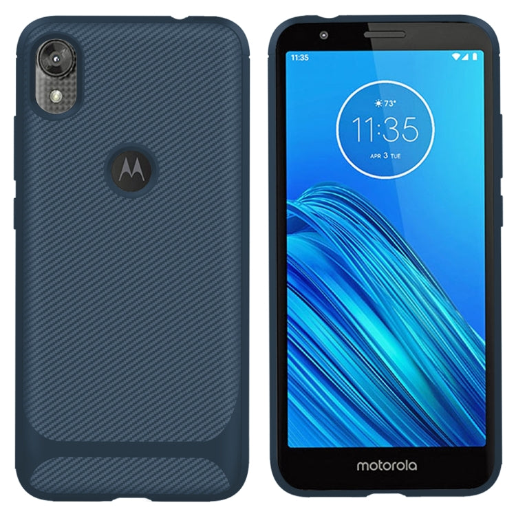 For Motorola Moto E6 Carbon Fiber Texture Shockproof TPU Protective Case