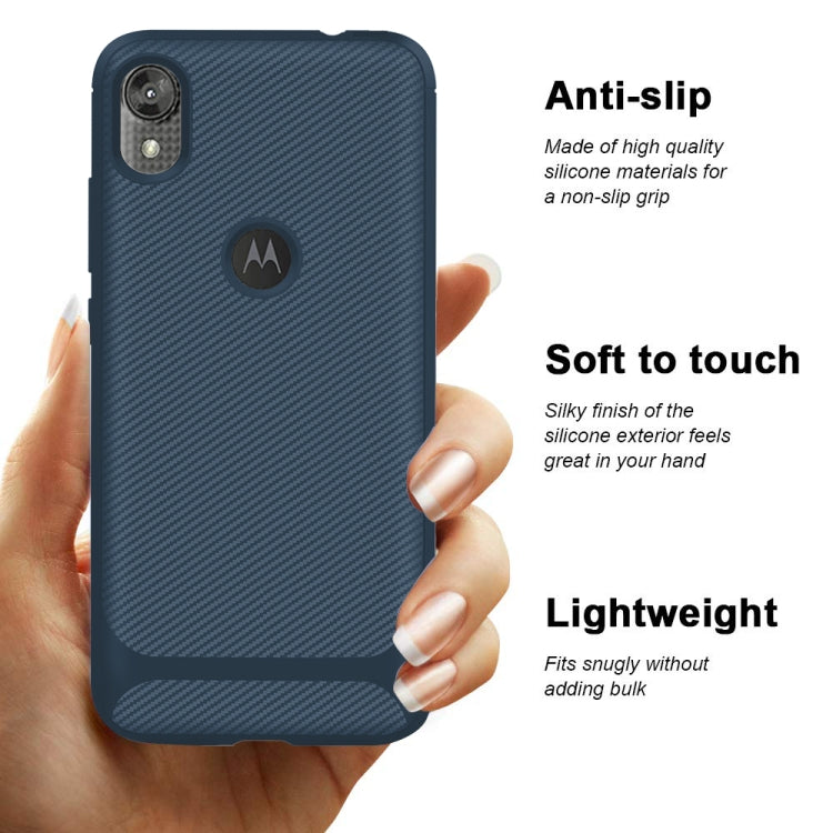 For Motorola Moto E6 Carbon Fiber Texture Shockproof TPU Protective Case