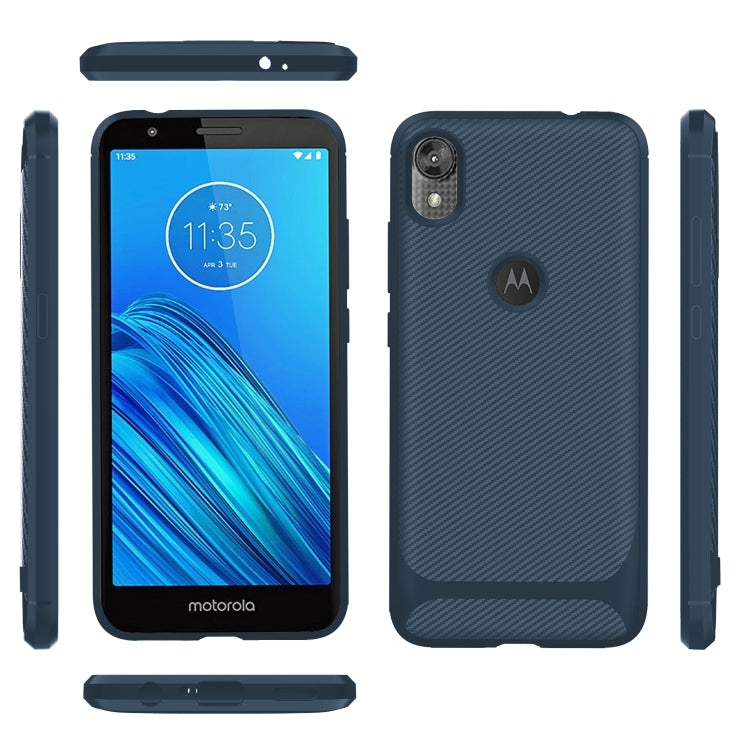 For Motorola Moto E6 Carbon Fiber Texture Shockproof TPU Protective Case