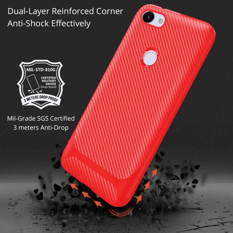For Motorola Moto E6 Play Carbon Fiber Texture Shockproof TPU Protective Case