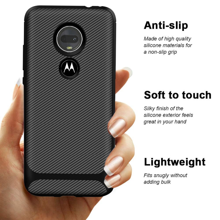 For Motorola Moto G7 Carbon Fiber Texture Shockproof TPU Protective Case