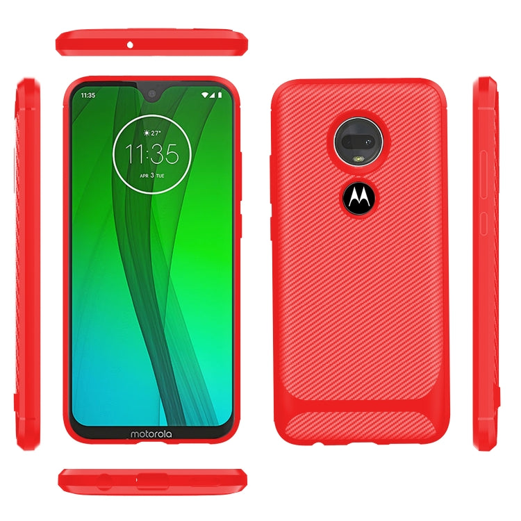 For Motorola Moto G7 Carbon Fiber Texture Shockproof TPU Protective Case