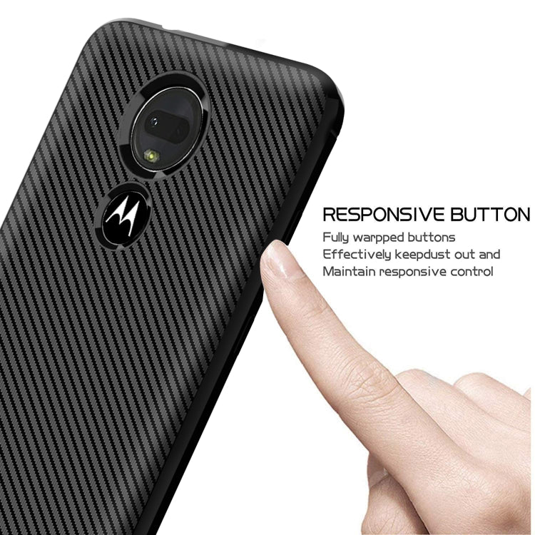 For Motorola Moto G7 Plus Carbon Fiber Texture Shockproof TPU Protective Case