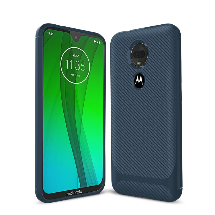 For Motorola Moto G7 Plus Carbon Fiber Texture Shockproof TPU Protective Case