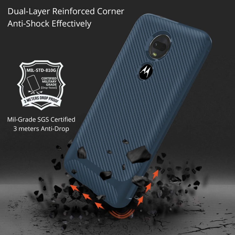 For Motorola Moto G7 Plus Carbon Fiber Texture Shockproof TPU Protective Case