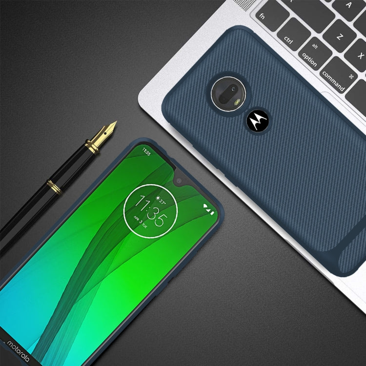 For Motorola Moto G7 Plus Carbon Fiber Texture Shockproof TPU Protective Case