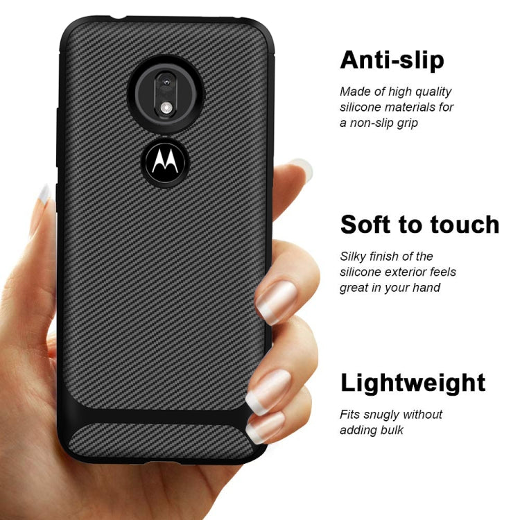 For Motorola Moto G7 Play(US Version) Carbon Fiber Texture Shockproof TPU Protective Case