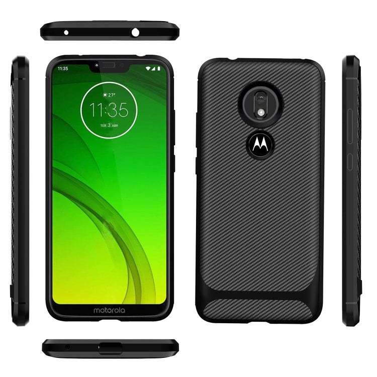 For Motorola Moto G7 Play(US Version) Carbon Fiber Texture Shockproof TPU Protective Case