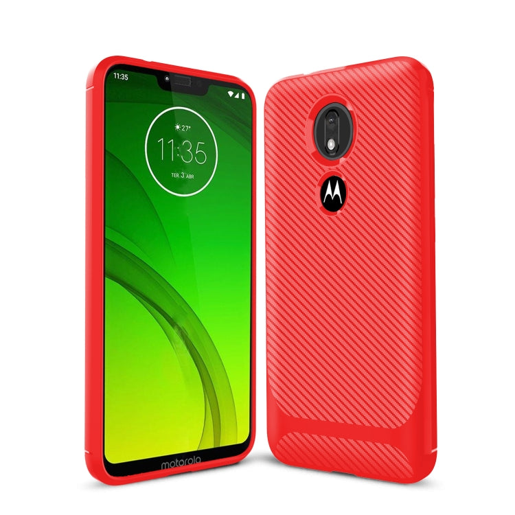 For Motorola Moto G7 Play(US Version) Carbon Fiber Texture Shockproof TPU Protective Case