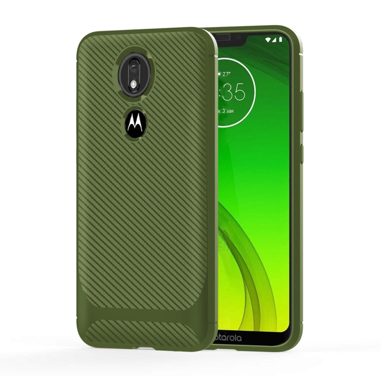 For Motorola Moto G7 Play(US Version) Carbon Fiber Texture Shockproof TPU Protective Case