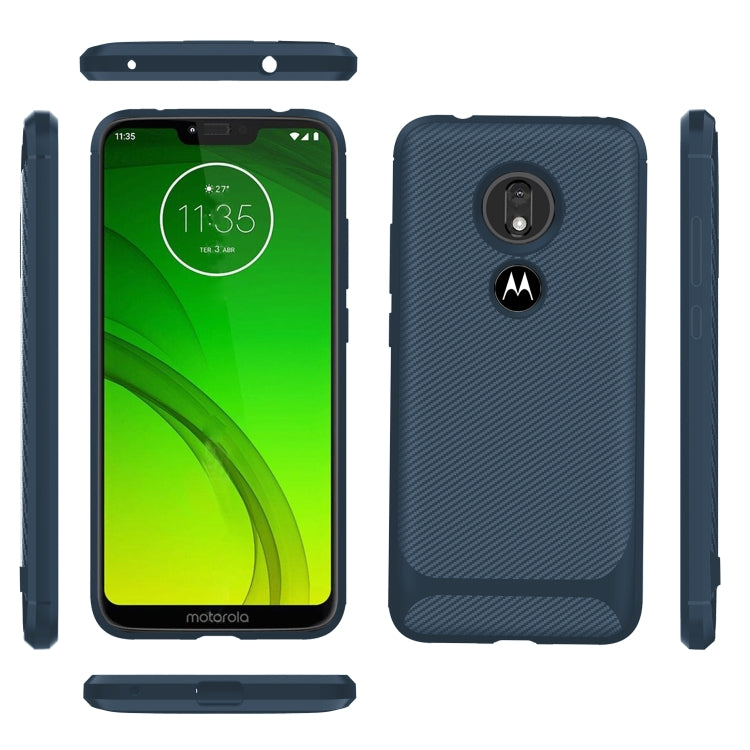 For Motorola Moto G7 Play(EU Version) Carbon Fiber Texture Shockproof TPU Protective Case