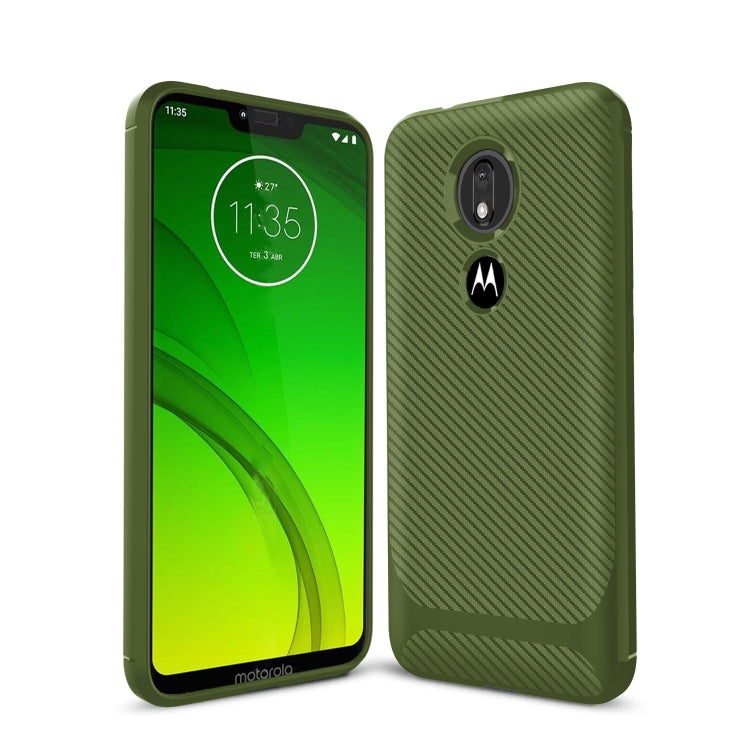 For Motorola Moto G7 Play(EU Version) Carbon Fiber Texture Shockproof TPU Protective Case