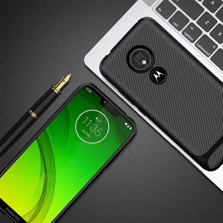 For Motorola Moto G7 Power(US Version) Carbon Fiber Texture Shockproof TPU Protective Case