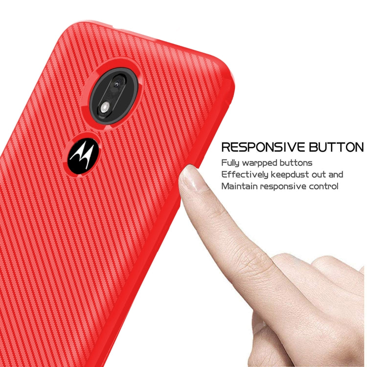 For Motorola Moto G7 Power(US Version) Carbon Fiber Texture Shockproof TPU Protective Case