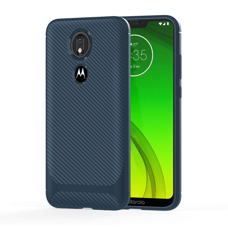 For Motorola Moto G7 Power(US Version) Carbon Fiber Texture Shockproof TPU Protective Case