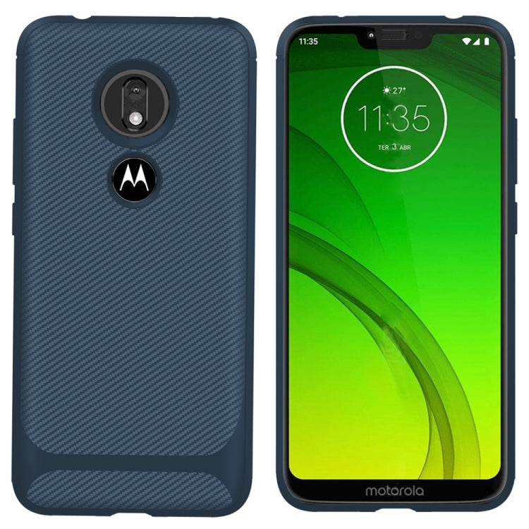 For Motorola Moto G7 Power(US Version) Carbon Fiber Texture Shockproof TPU Protective Case