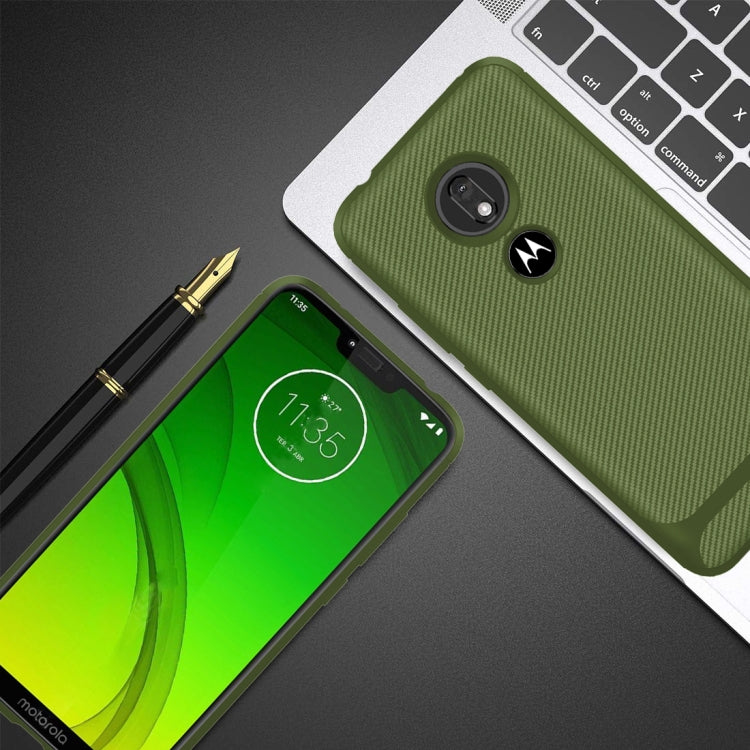 For Motorola Moto G7 Power(US Version) Carbon Fiber Texture Shockproof TPU Protective Case