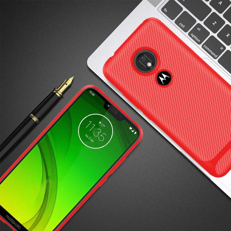 For Motorola Moto G7 Power(EU Version) Carbon Fiber Texture Shockproof TPU Protective Case