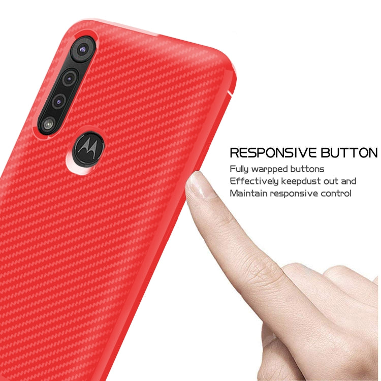 For Motorola Moto G8 Play / One Macro Carbon Fiber Texture Shockproof TPU Protective Case