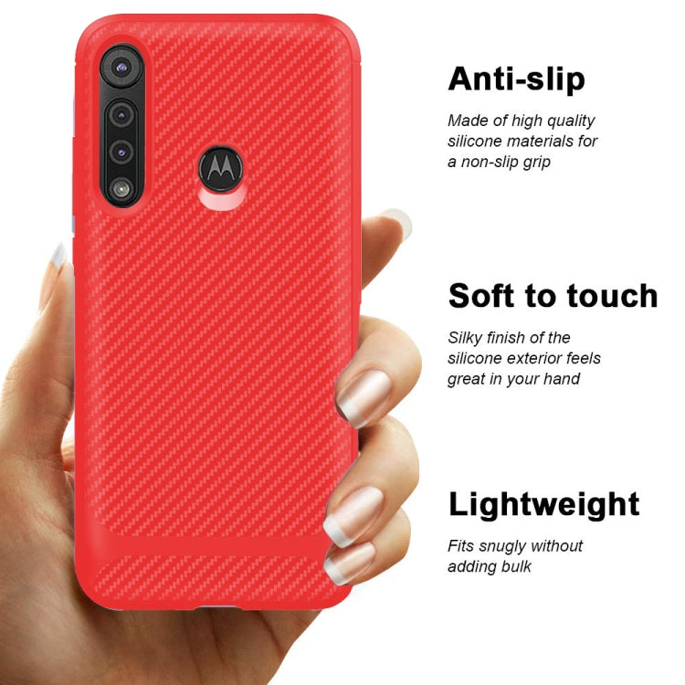 For Motorola Moto G8 Play / One Macro Carbon Fiber Texture Shockproof TPU Protective Case