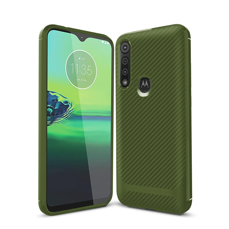 For Motorola Moto G8 Play / One Macro Carbon Fiber Texture Shockproof TPU Protective Case