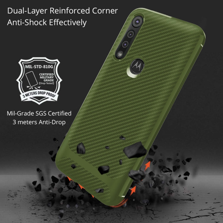 For Motorola Moto G8 Play / One Macro Carbon Fiber Texture Shockproof TPU Protective Case