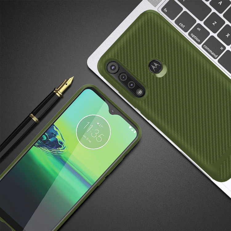 For Motorola Moto G8 Play / One Macro Carbon Fiber Texture Shockproof TPU Protective Case