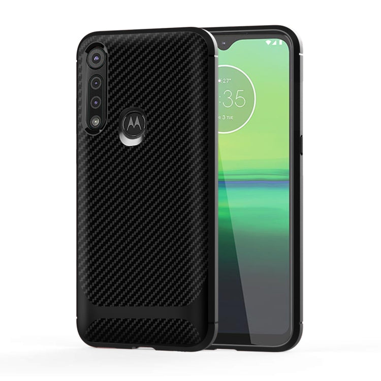 For Motorola Moto G8 Plus Carbon Fiber Texture Shockproof TPU Protective Case