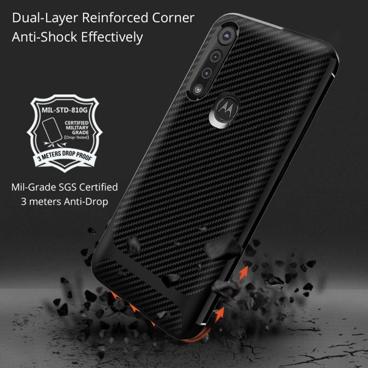 For Motorola Moto G8 Plus Carbon Fiber Texture Shockproof TPU Protective Case
