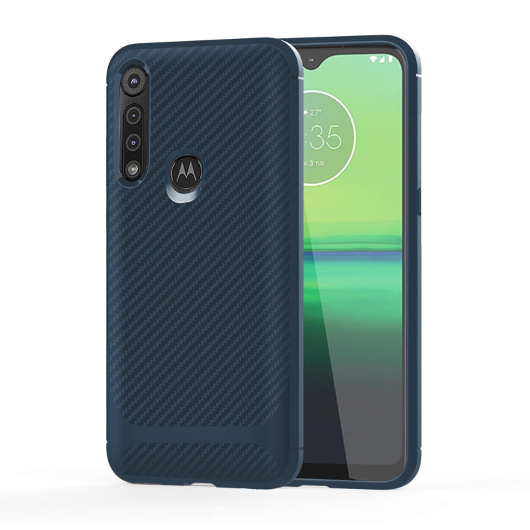 For Motorola Moto G8 Plus Carbon Fiber Texture Shockproof TPU Protective Case